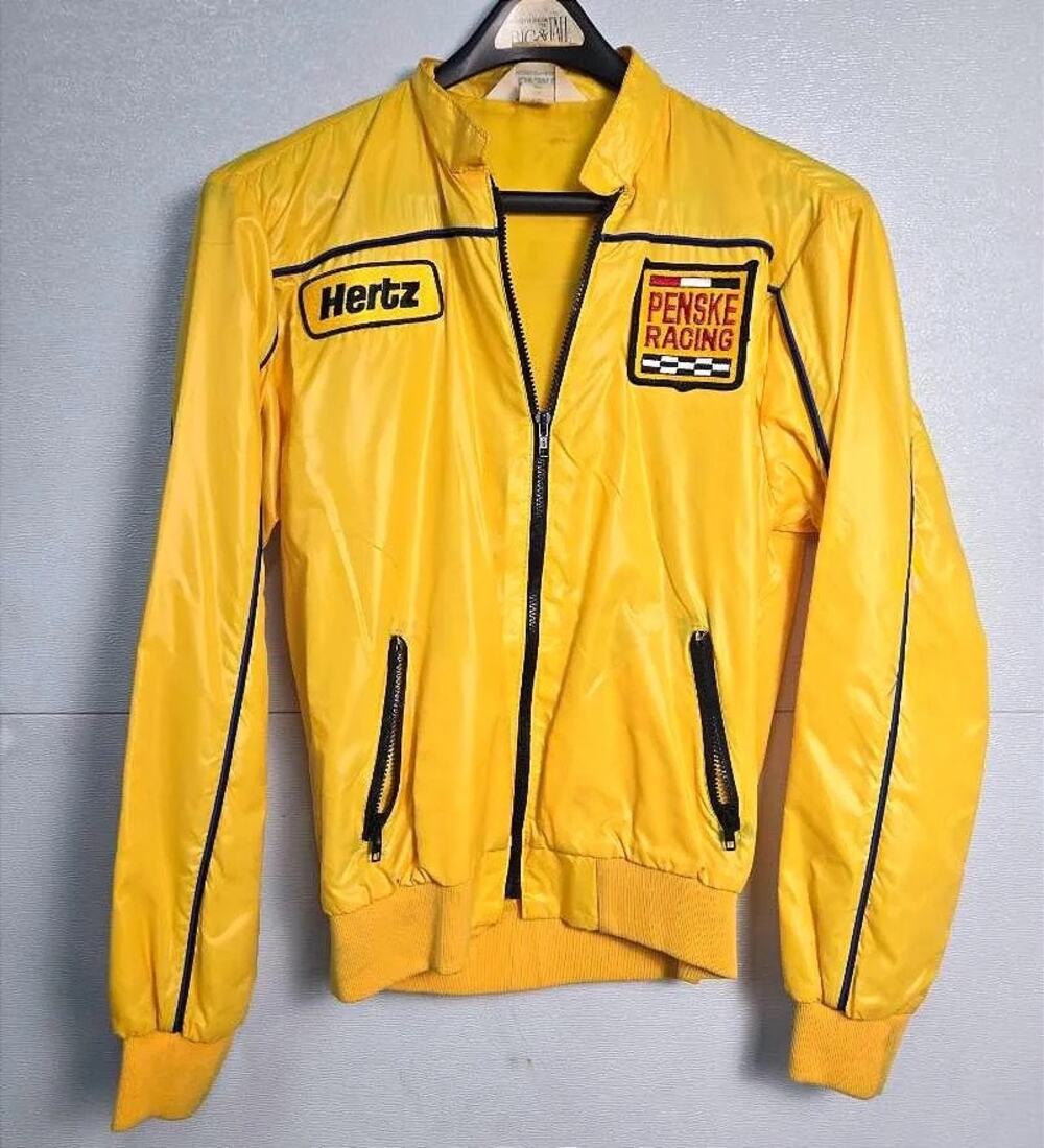Rare Vintage Hertz x Penske Racing Nylon Pit Crew Jacket - Yellow Medium
